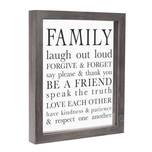 Framed Wall Art - Family Values Quote Collection