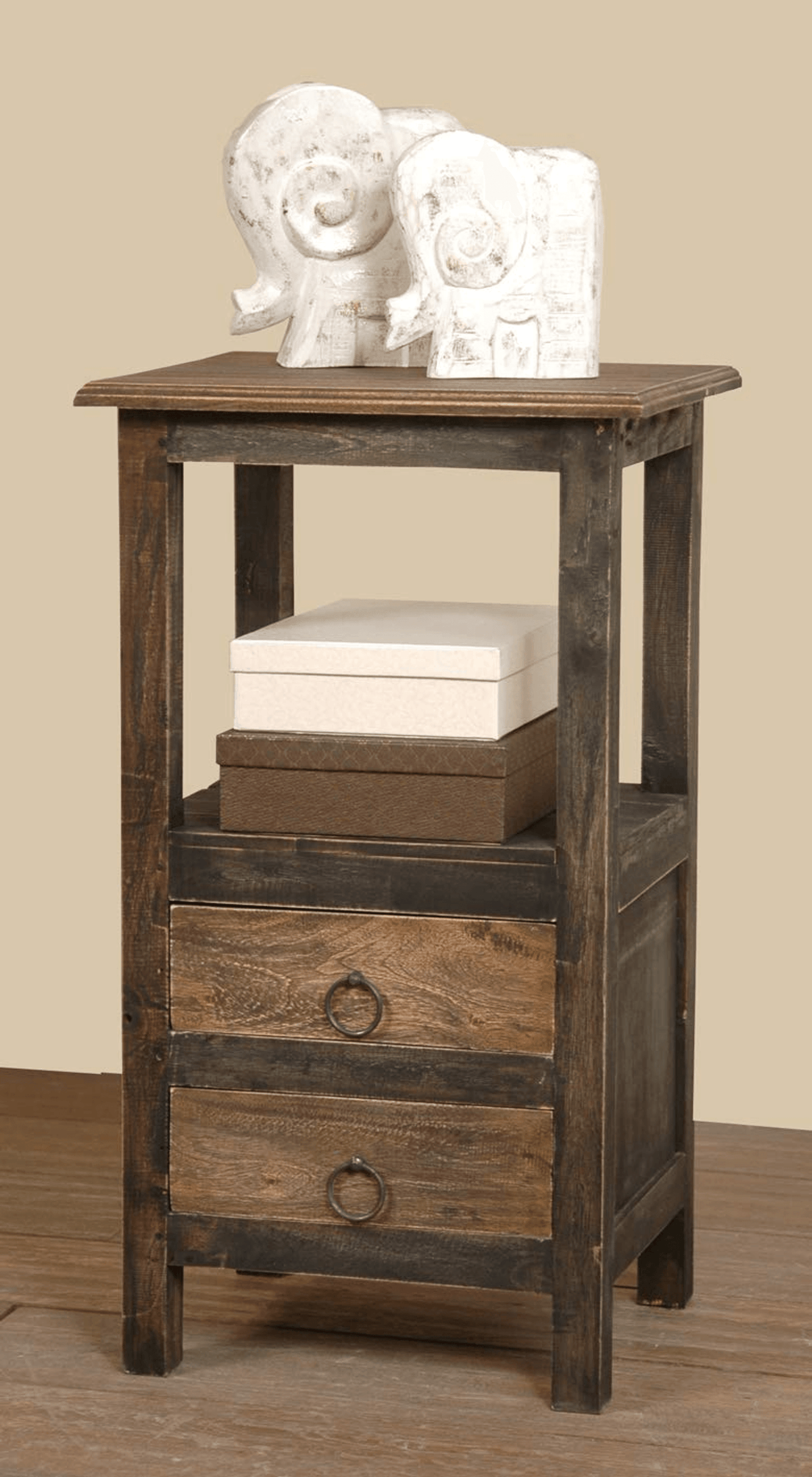 Sunset Trading Distressed Black And Raftwood Brown Two Drawer End