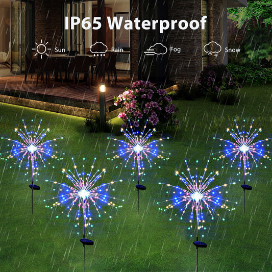 4PCS 120 LED Multi Color Outdoor Firework Solar Garden Decorative