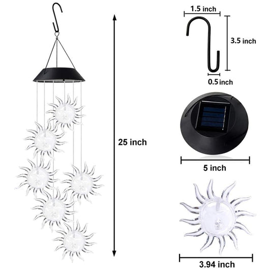 Low Voltage LED Sunflower Solar Wind Chimes Color Changing Outdoor