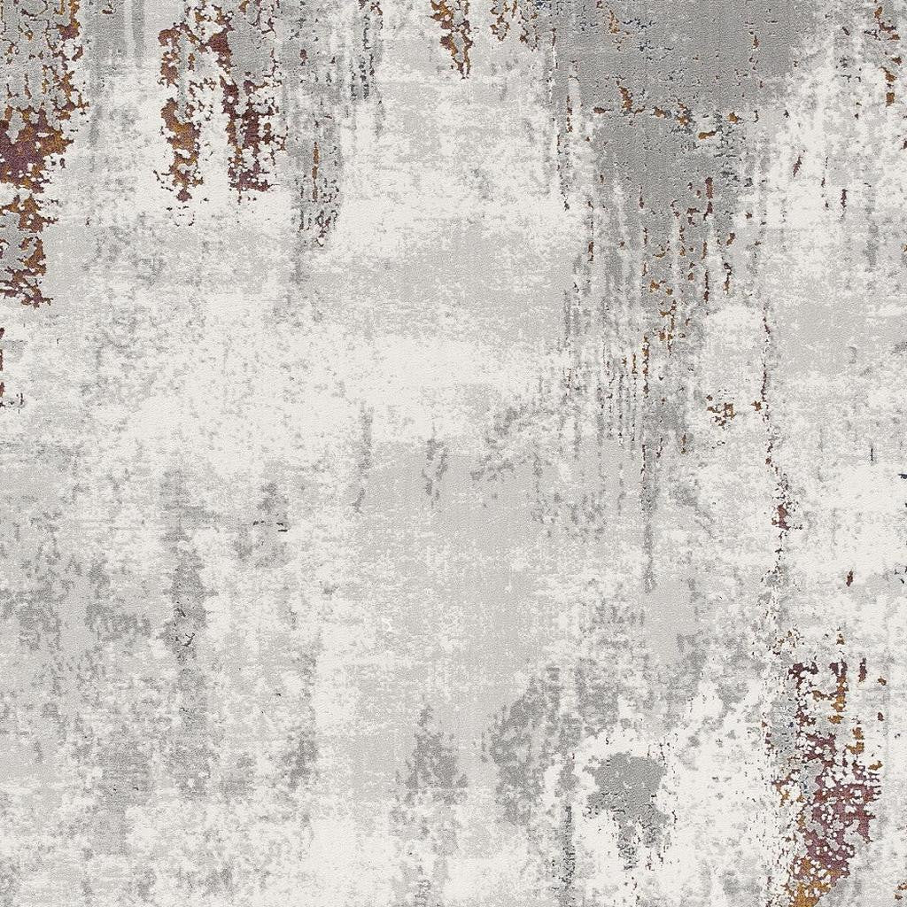 7' X 10' Gray And Ivory Modern Abstract Area Rug