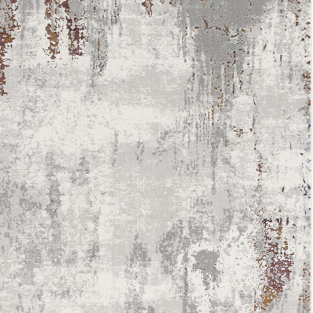 7' X 10' Gray And Ivory Modern Abstract Area Rug