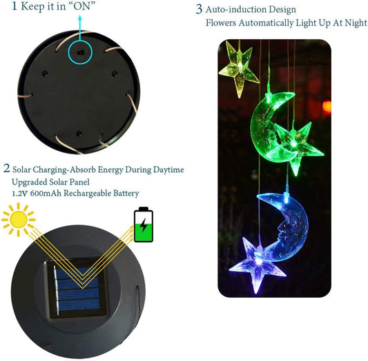 Outdoor solar LED wind chime star light wind chime garden light