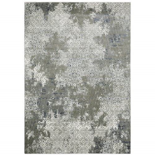 6' X 9' Ivory Grey Blue And Taupe Abstract Power Loom Stain Resistant