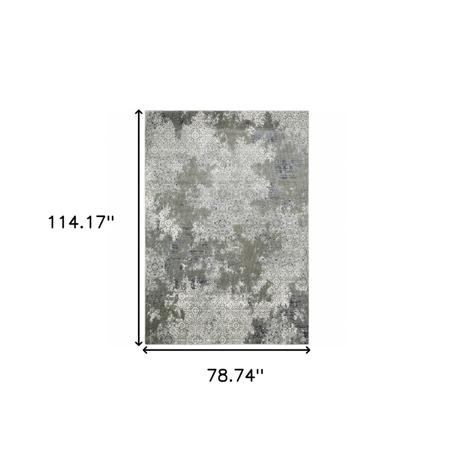 6' X 9' Ivory Grey Blue And Taupe Abstract Power Loom Stain Resistant