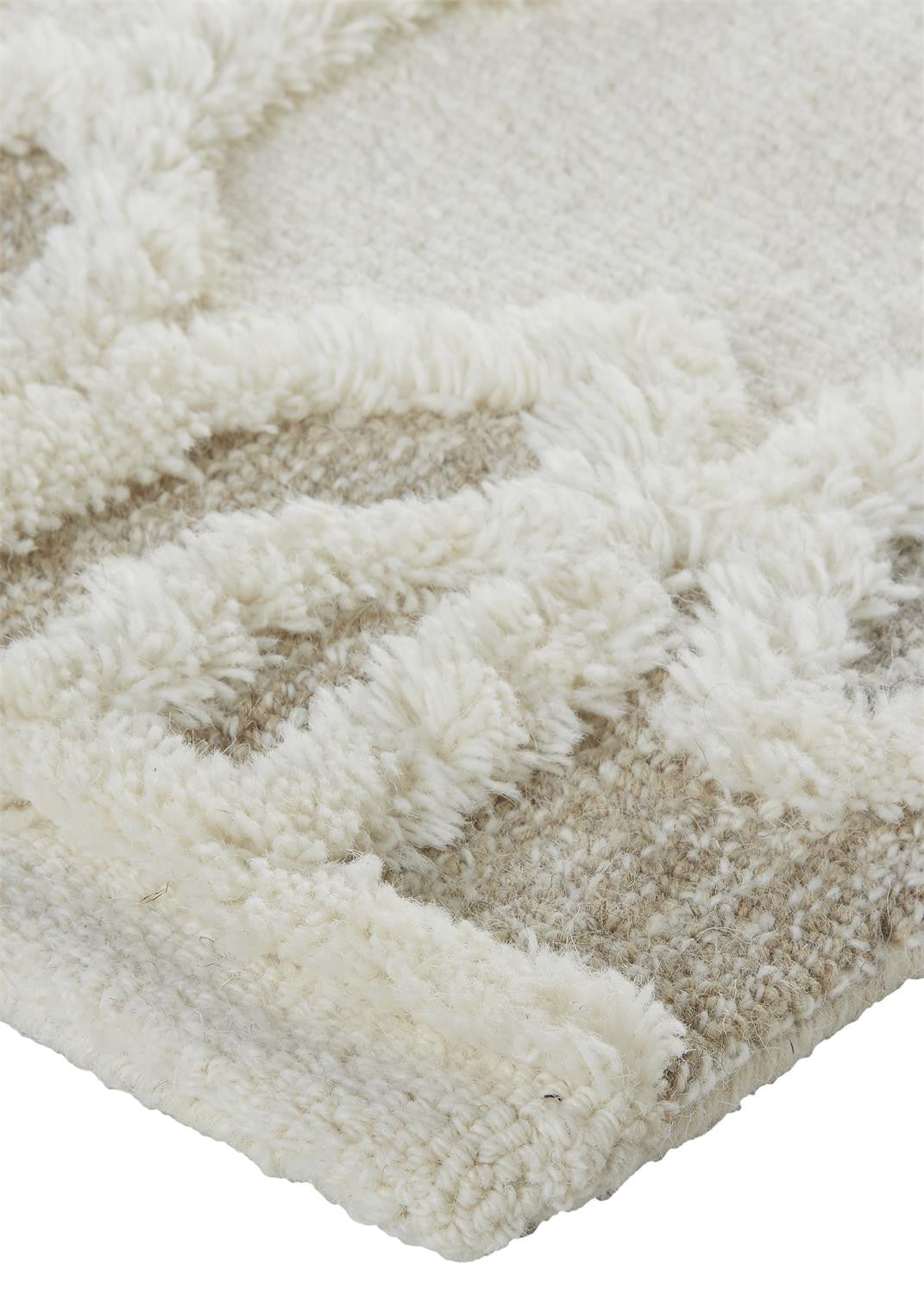 5' X 8' Ivory Tan And Silver Wool Geometric Tufted Handmade Stain