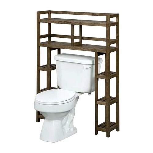 Solid Wood Over the Toilet Bathroom Storage Unit in Medium Brown