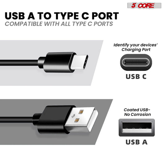 5 Core USB to USB C Cable 5 Pieces Fast Charging & Data Transfer
