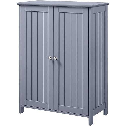 Gray Wood 2-Door Freestanding Bathroom Floor Cabinet Kitchen Storage