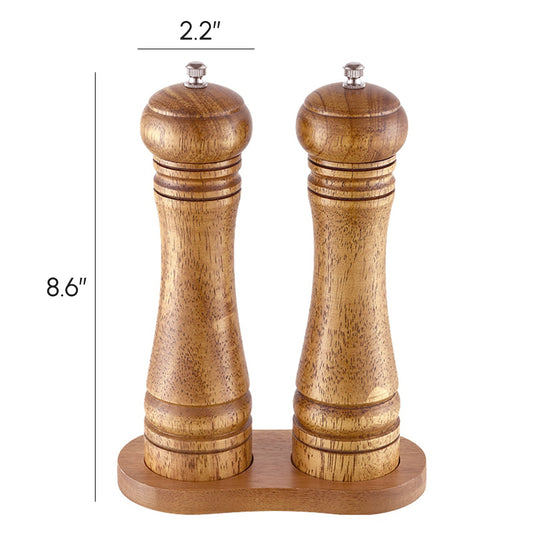 2X Wooden Pepper Grinder Pepper Mill Coarseness Adjustable Peppermill