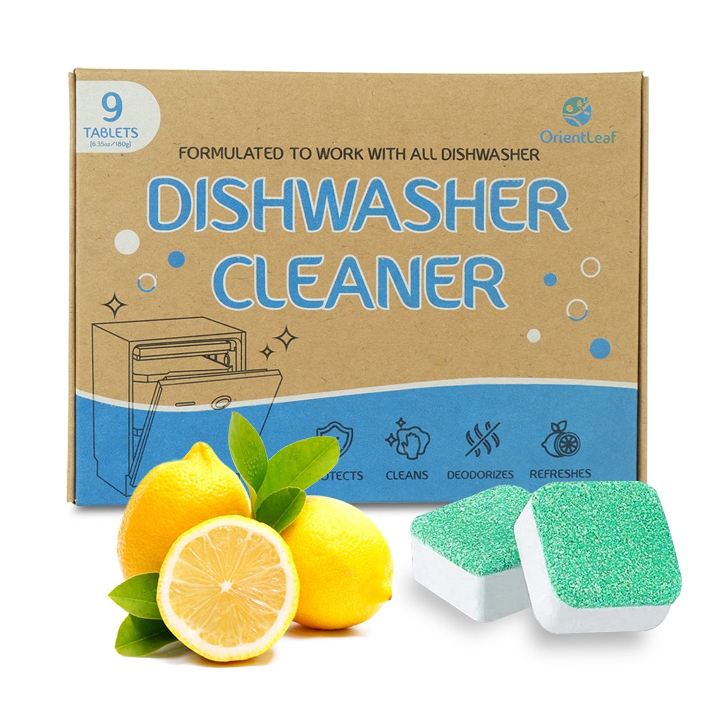 9 Tablets Dishwasher Detergent Deep Clean Dishwasher Deodorizer