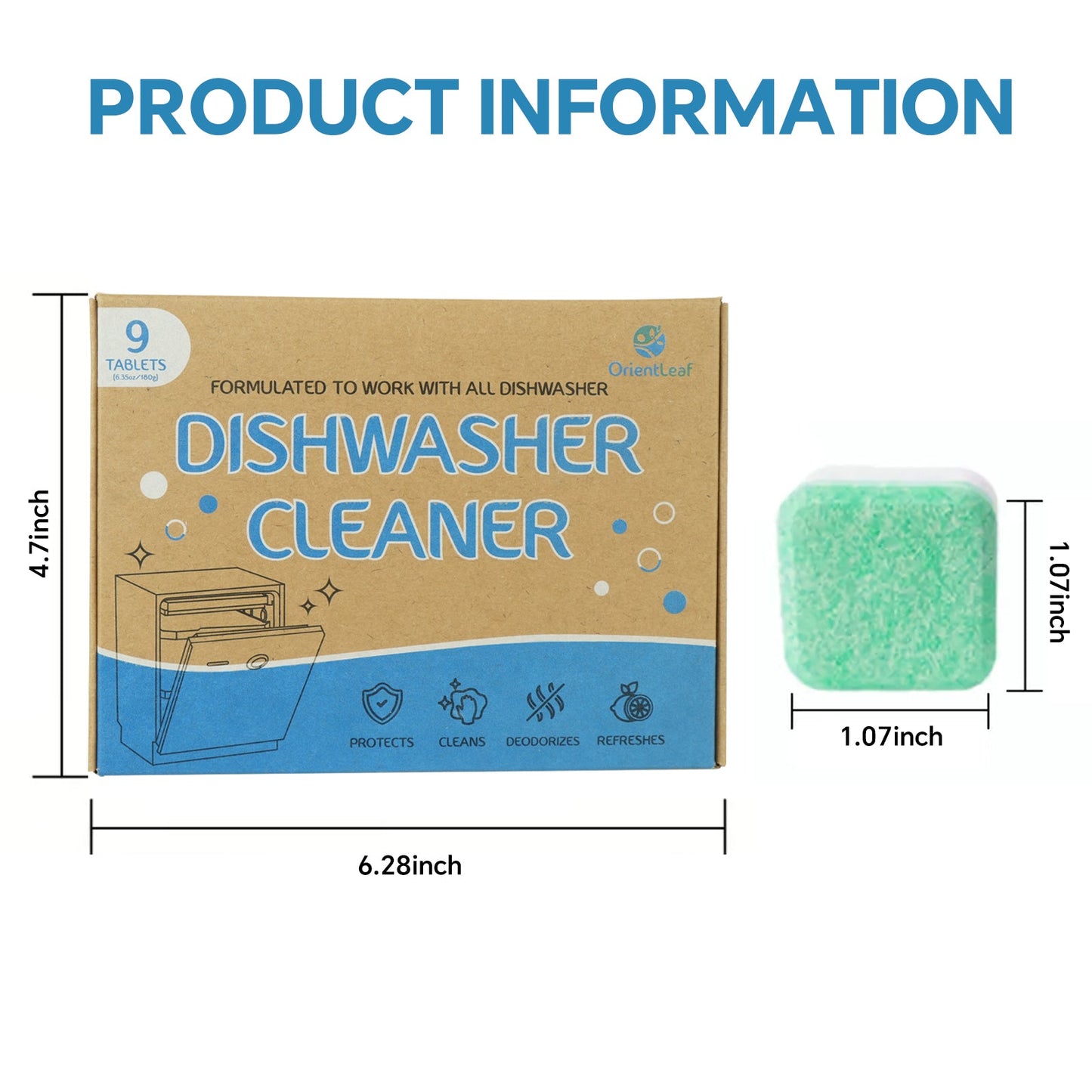 9 Tablets Dishwasher Detergent Deep Clean Dishwasher Deodorizer