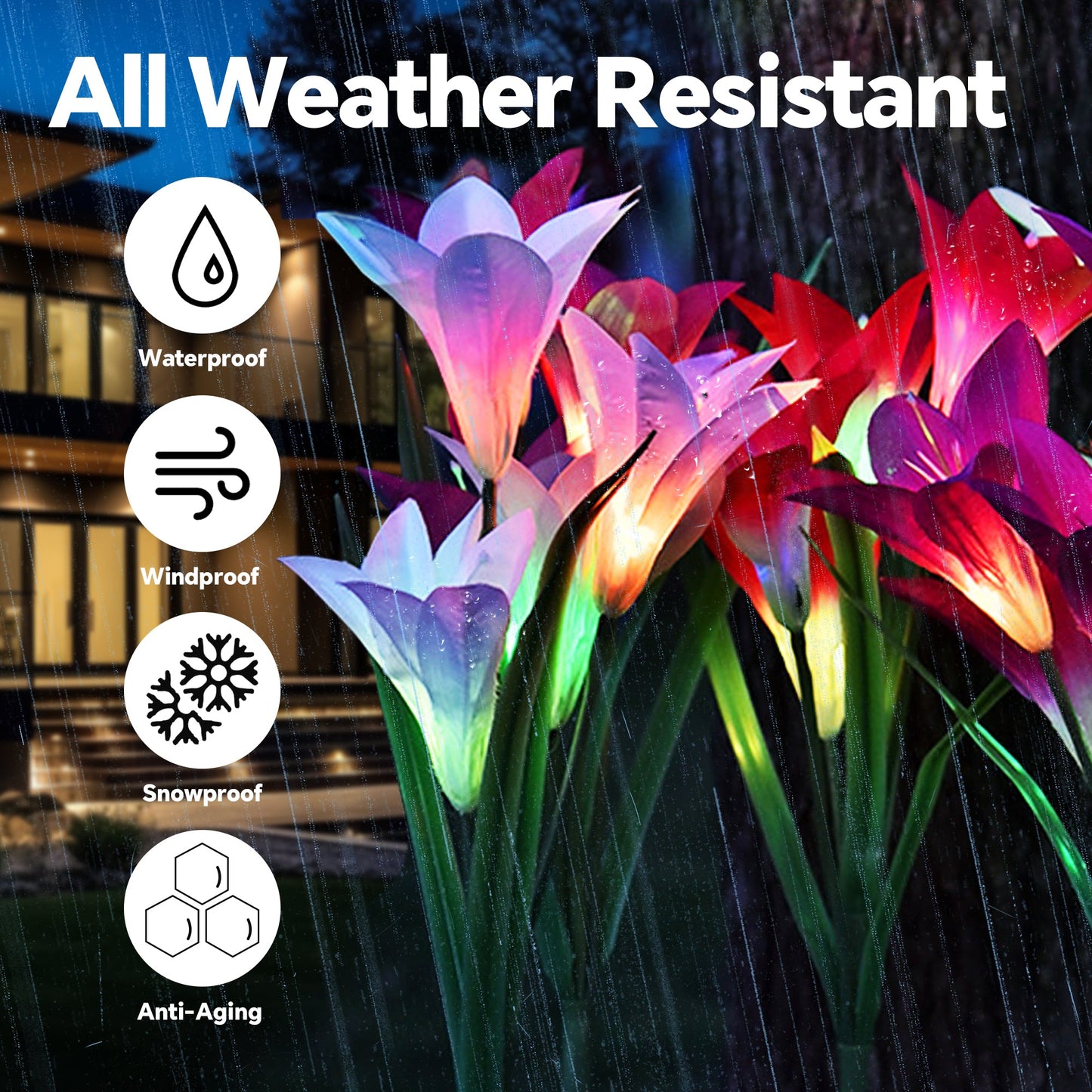 Solar Lights Outdoor Garden Decorative Lily Flower Landscape Lights