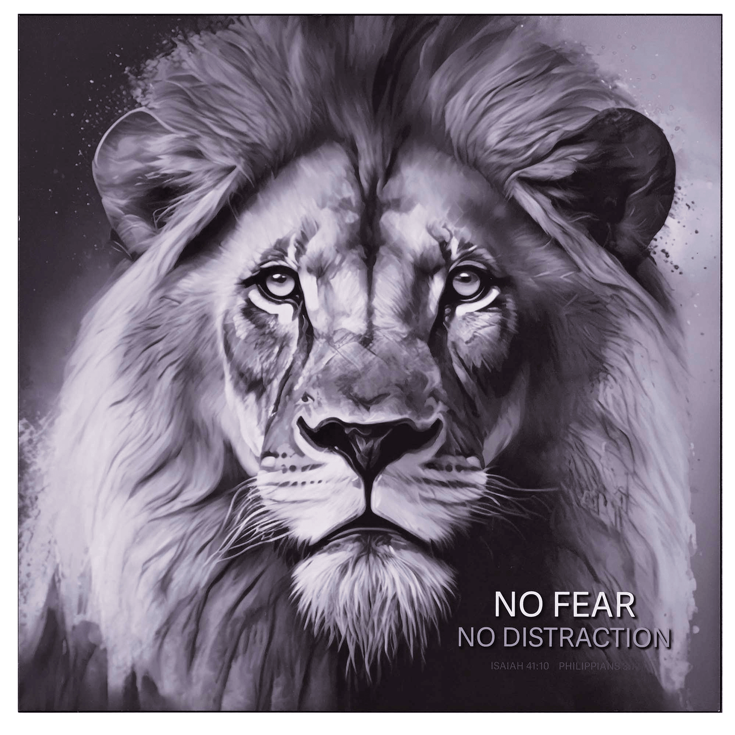 Lion-Themed Wall Plaque: No Fear, No Distraction, 15X15 Inches