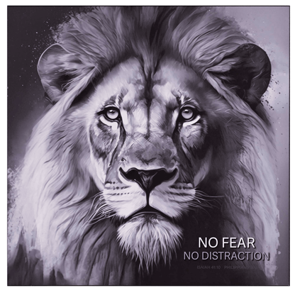 Lion-Themed Wall Plaque: No Fear, No Distraction, 15X15 Inches