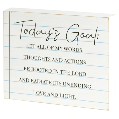 Inspirational Wall/Tabletop Plaque - Today's Goal