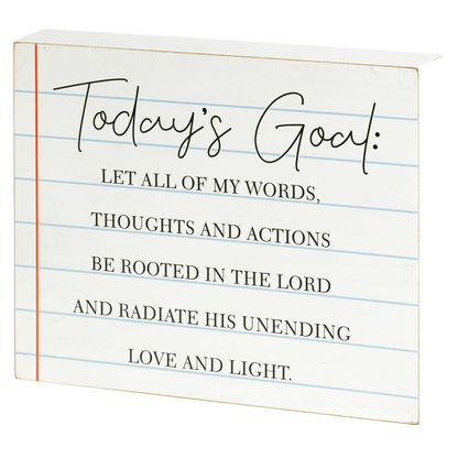 Inspirational Wall/Tabletop Plaque - Today's Goal