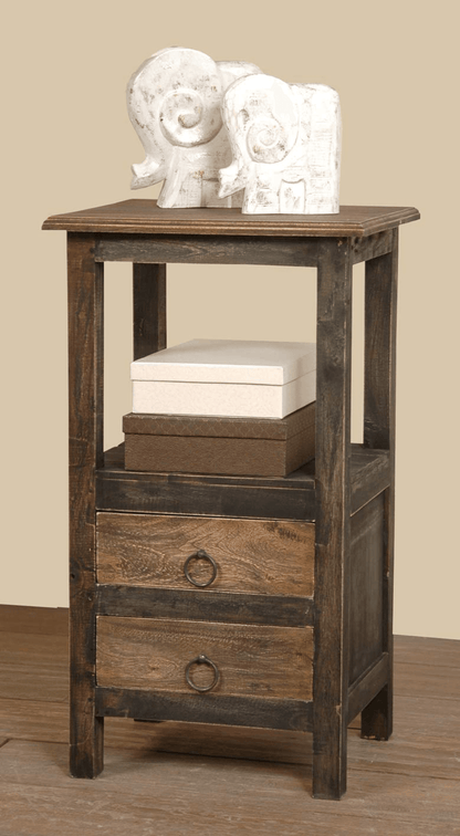Sunset Trading Distressed Black And Raftwood Brown Two Drawer End