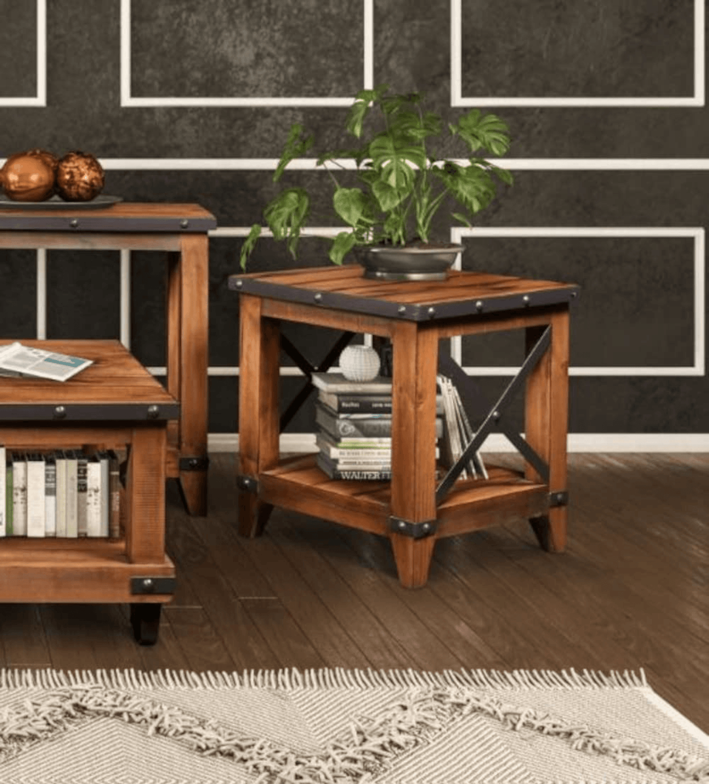 Rustic City End Table With Shelf By Sunset Trading
