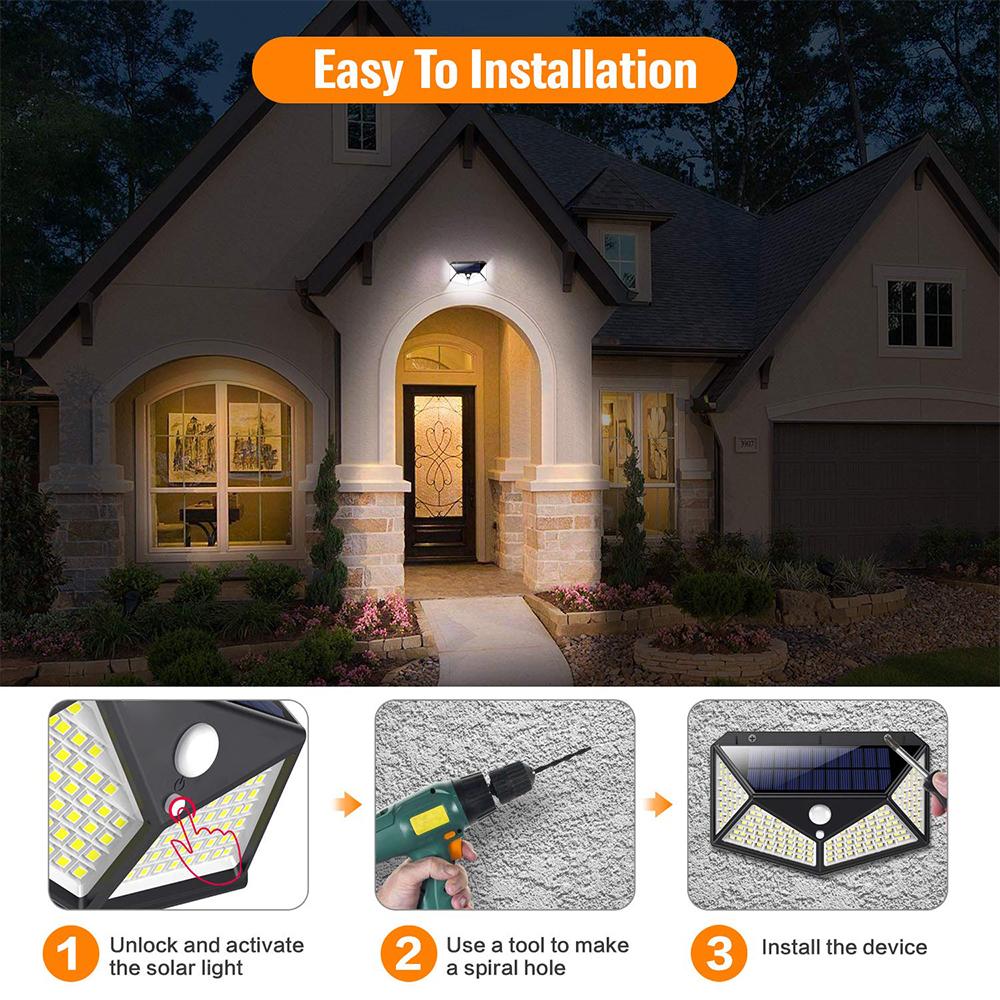 Solar Four Wall PIR Motion Sensor Wall Waterproof Light