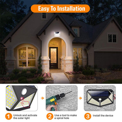 Solar Four Wall PIR Motion Sensor Wall Waterproof Light