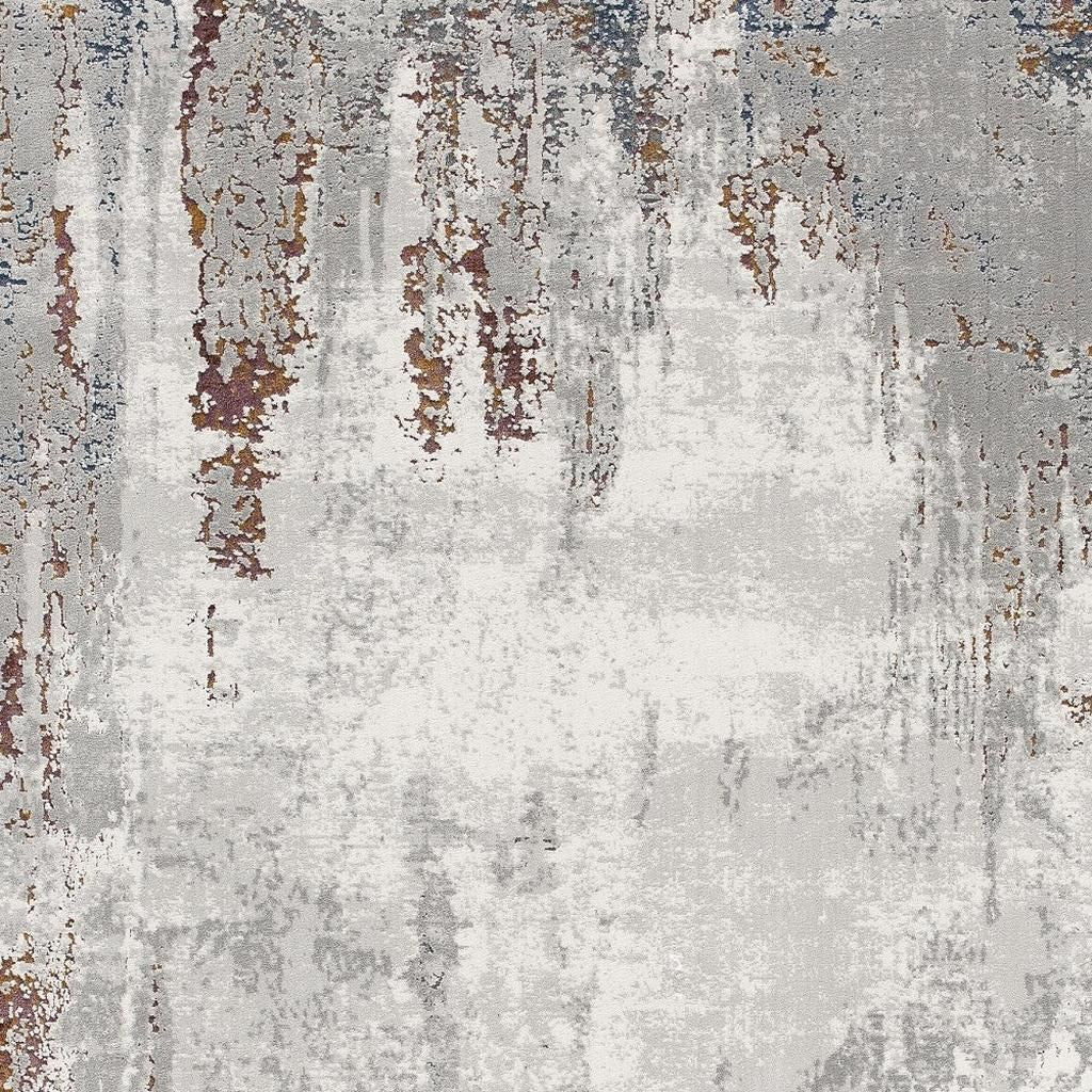 7' X 10' Gray And Ivory Modern Abstract Area Rug