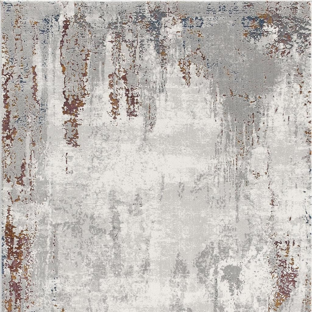 7' X 10' Gray And Ivory Modern Abstract Area Rug