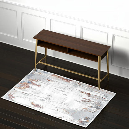 7' X 10' Gray And Ivory Modern Abstract Area Rug