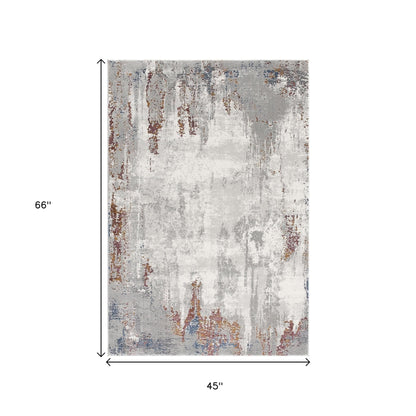 7' X 10' Gray And Ivory Modern Abstract Area Rug