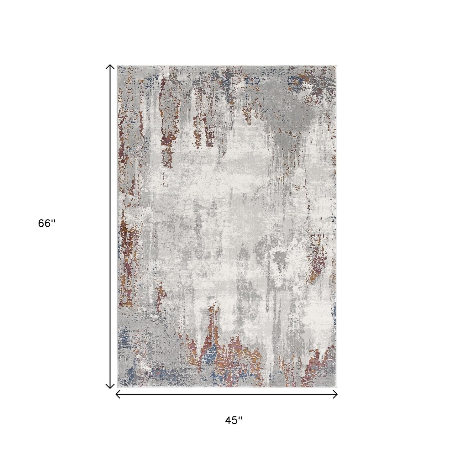 7' X 10' Gray And Ivory Modern Abstract Area Rug