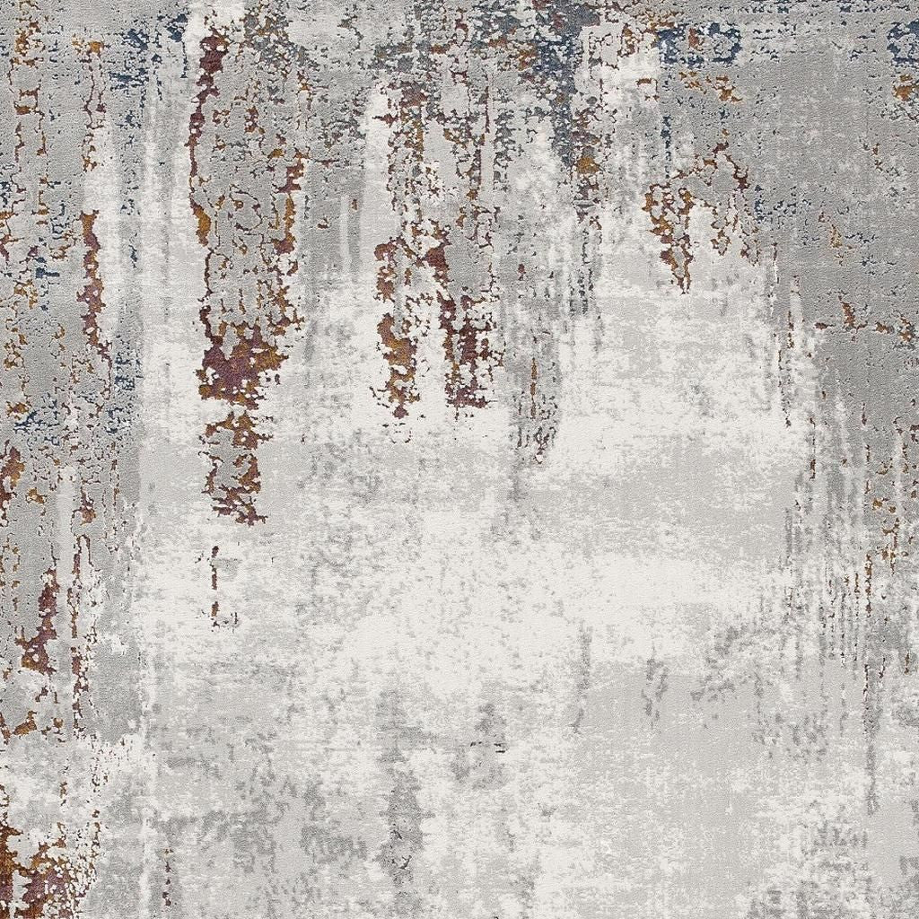 7' X 10' Gray And Ivory Modern Abstract Area Rug
