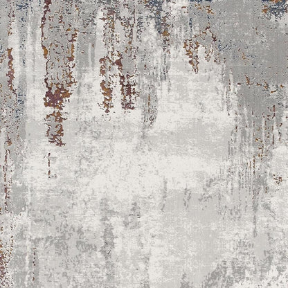 7' X 10' Gray And Ivory Modern Abstract Area Rug