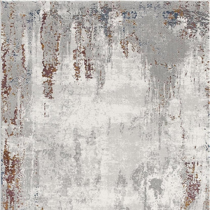 7' X 10' Gray And Ivory Modern Abstract Area Rug