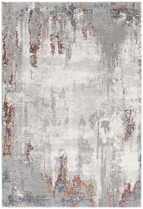 7' X 10' Gray And Ivory Modern Abstract Area Rug