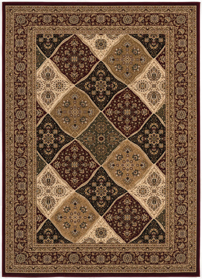5' X 8' Red and Beige Oriental Power Loom Area Rug