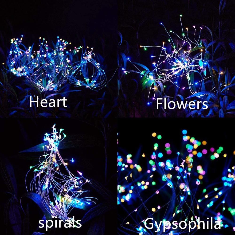 2PCS Solar Fireworks 90 LED Multi-Color Outdoor Christmas Lights