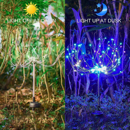 2PCS Solar Fireworks 90 LED Multi-Color Outdoor Christmas Lights