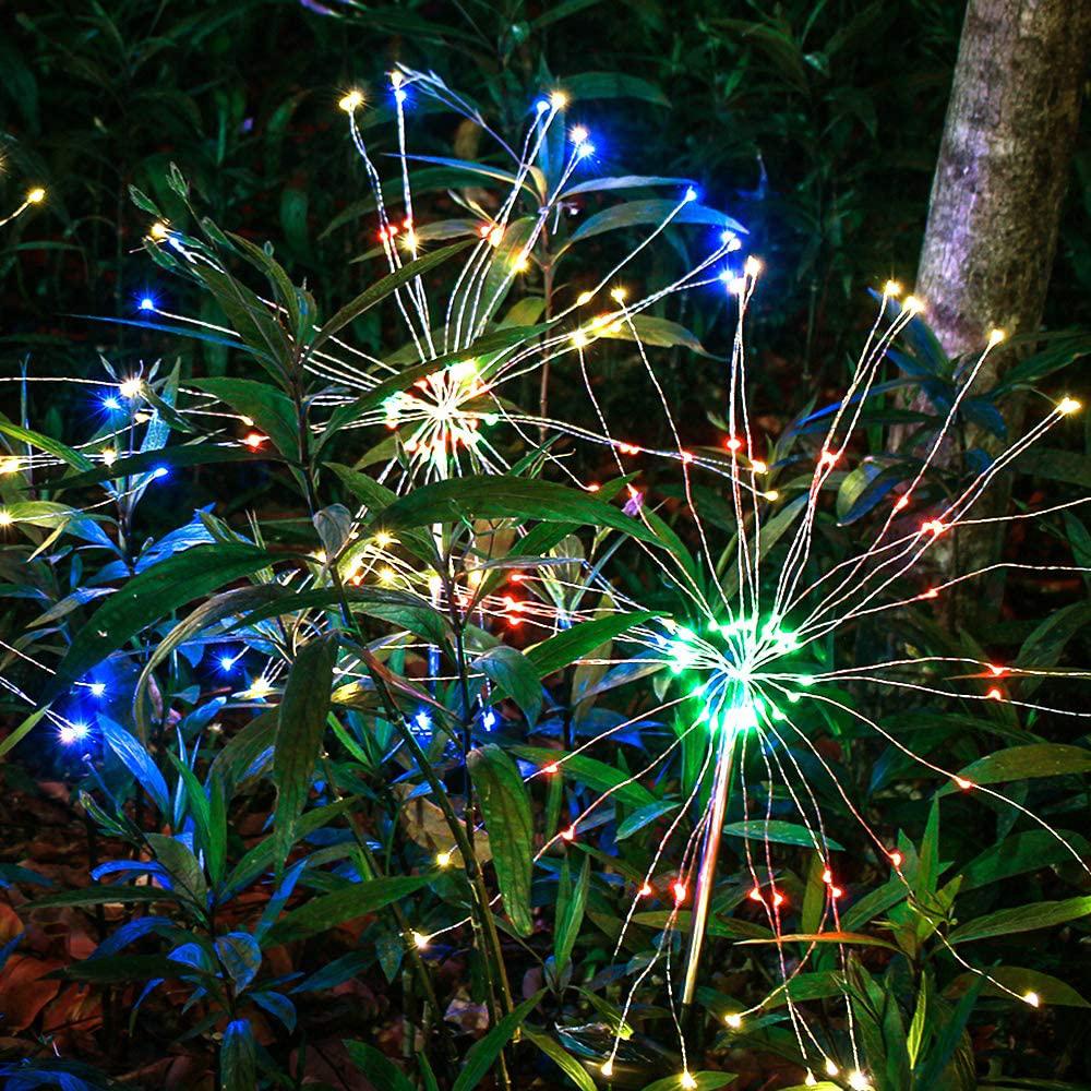 2PCS Solar Fireworks 90 LED Multi-Color Outdoor Christmas Lights