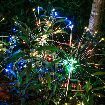 2PCS Solar Fireworks 90 LED Multi-Color Outdoor Christmas Lights