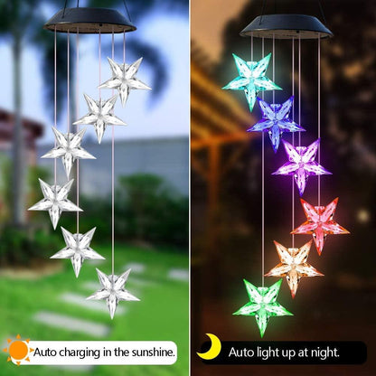 Outdoor solar LED wind chime star light wind chime garden light