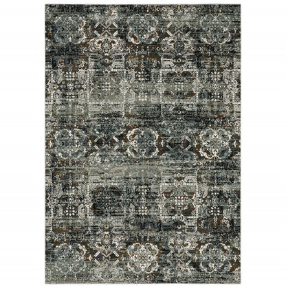 4' X 6' Ivory Charcoal Grey Blue Rust Gold And Brown Oriental Power