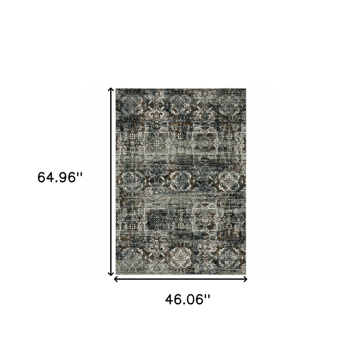 4' X 6' Ivory Charcoal Grey Blue Rust Gold And Brown Oriental Power