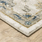 6' X 9' Beige Gold Blue And Grey Oriental Power Loom Stain Resistant