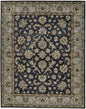 8' X 11' Blue Gray And Taupe Wool Floral Tufted Handmade Stain