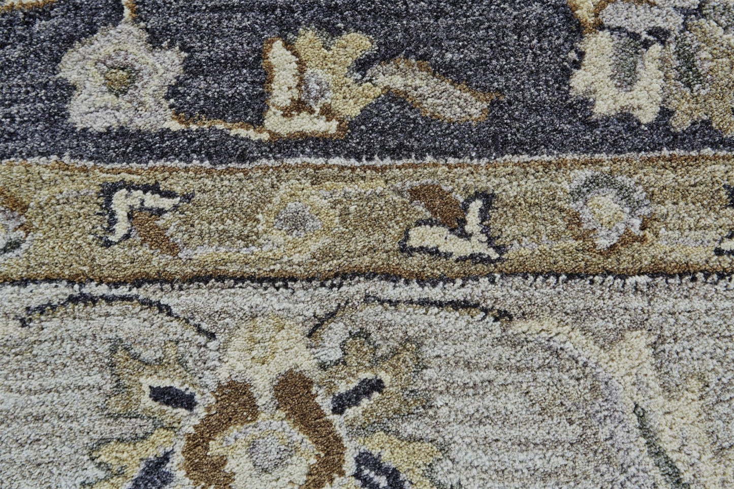 8' X 11' Blue Gray And Taupe Wool Floral Tufted Handmade Stain