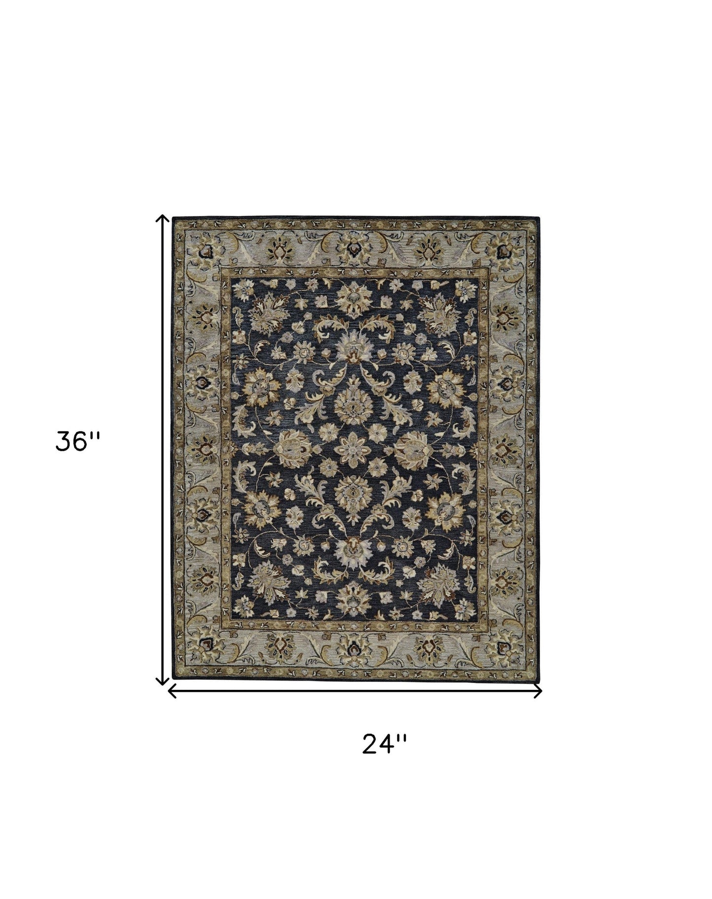 8' X 11' Blue Gray And Taupe Wool Floral Tufted Handmade Stain
