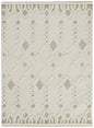 5' X 8' Ivory Tan And Silver Wool Geometric Tufted Handmade Stain