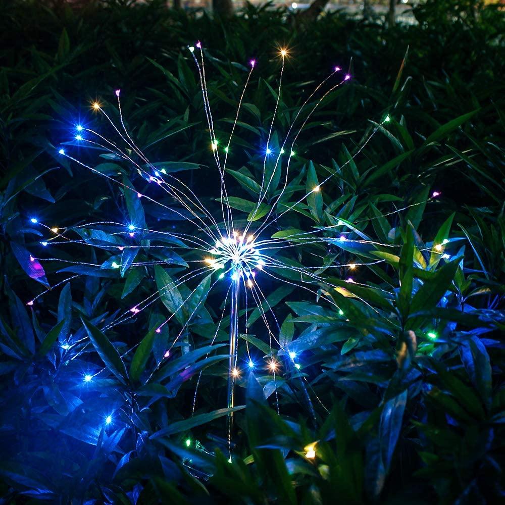 2PCS Solar Fireworks 90 LED Multi-Color Outdoor Christmas Lights