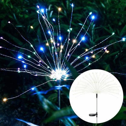 2PCS Solar Fireworks 90 LED Multi-Color Outdoor Christmas Lights