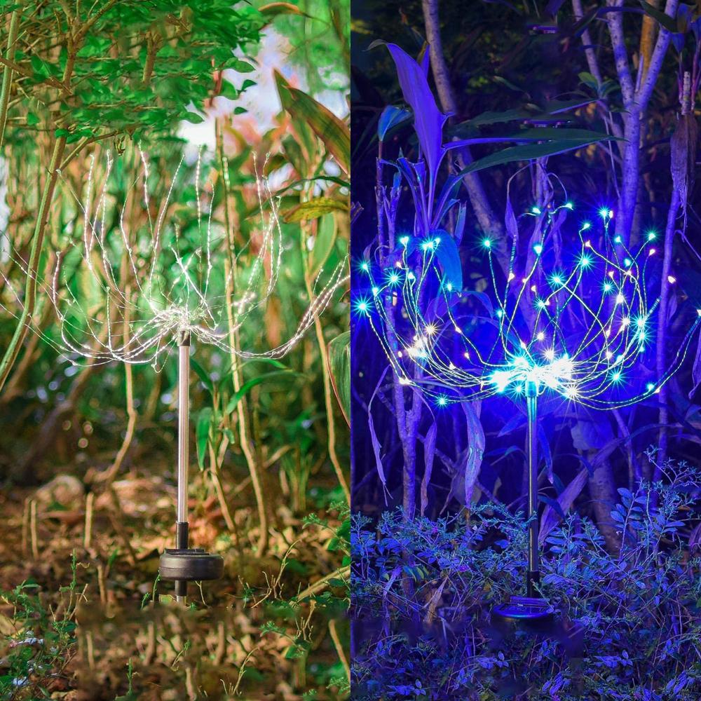 2PCS Solar Fireworks 90 LED Multi-Color Outdoor Christmas Lights